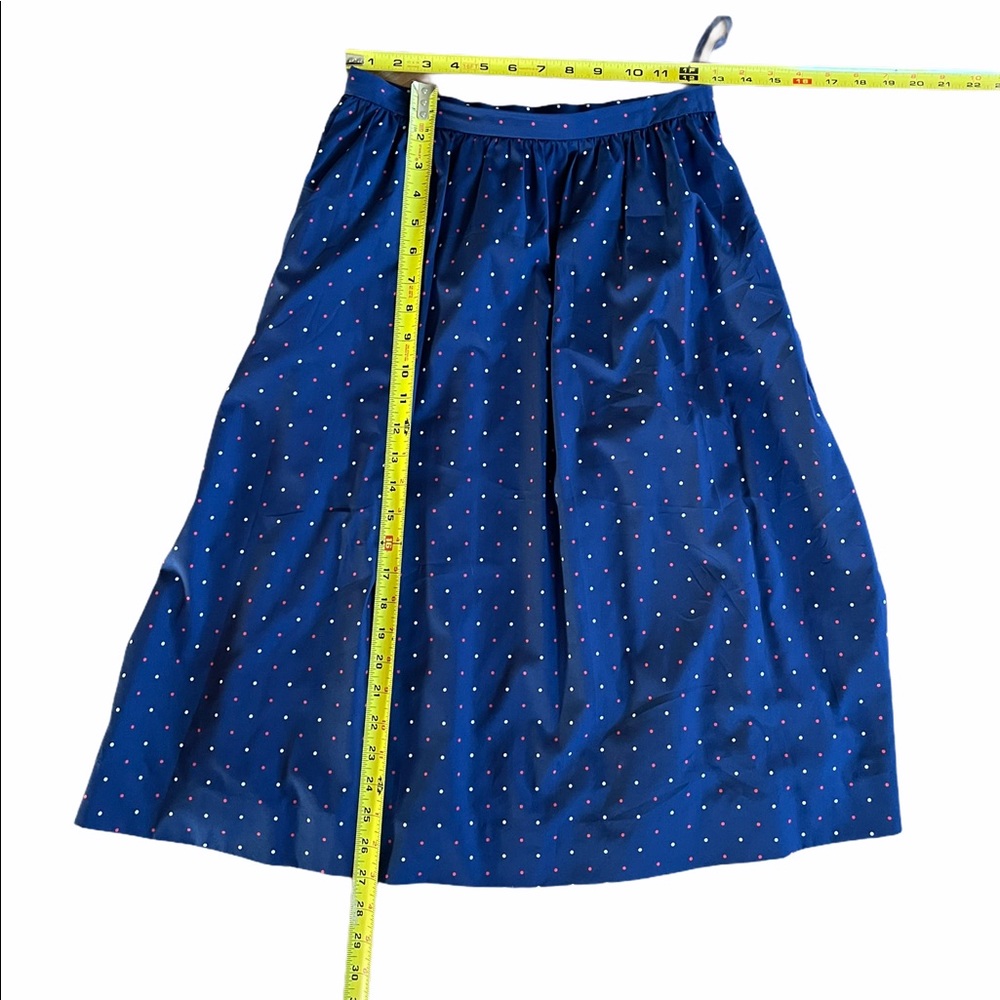 70’s Vintage Halston Navy Polka Dot Skirt Suit Set - Picture 6 of 11